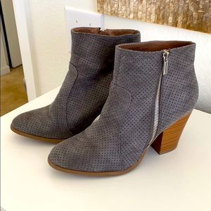 JustFab Gray Ankle Bootie with Dot Detailing